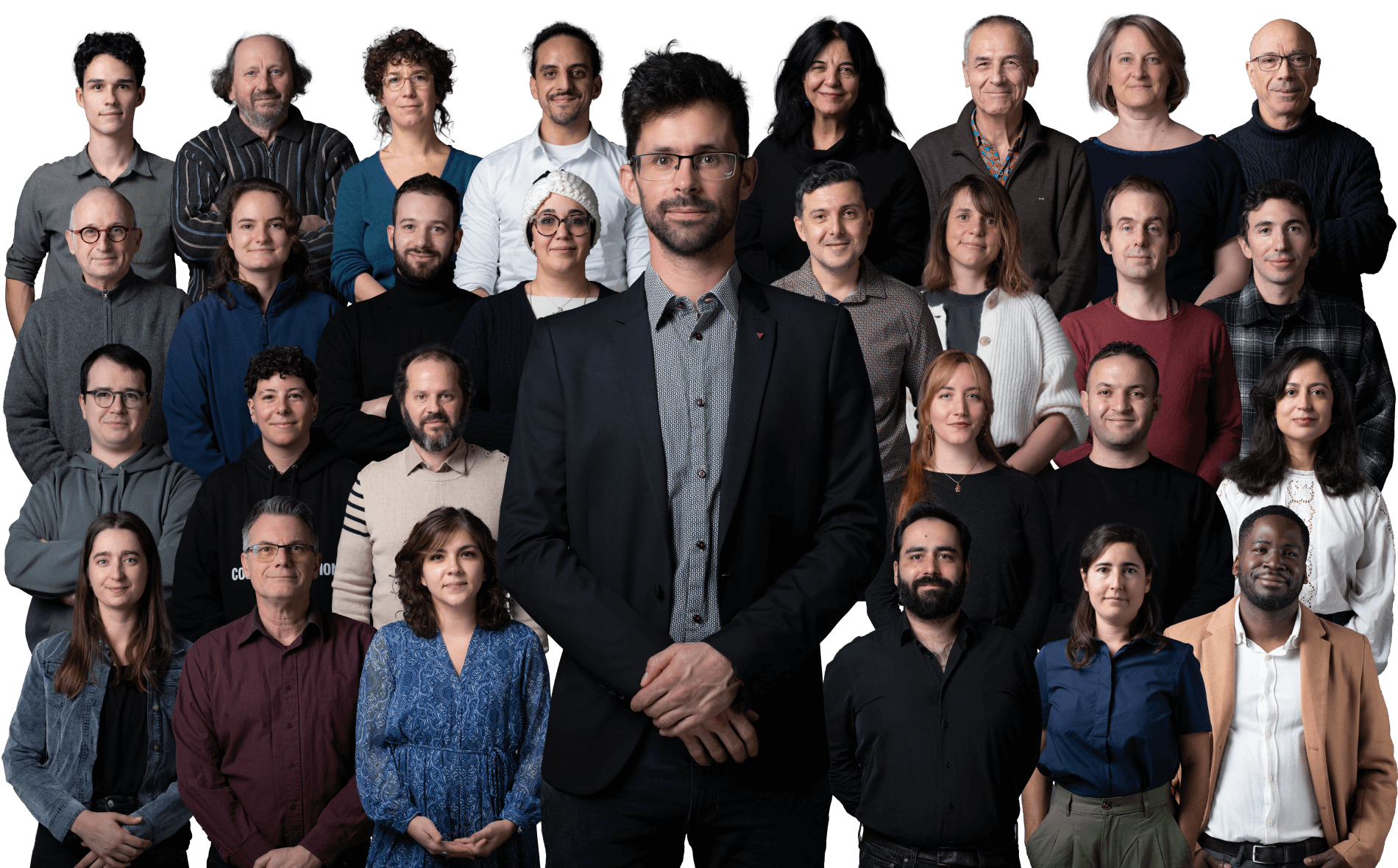 Romainville en Commun - affiche ave Laurent Courcoux et une partie de la liste présentée aux élections municipales 2026